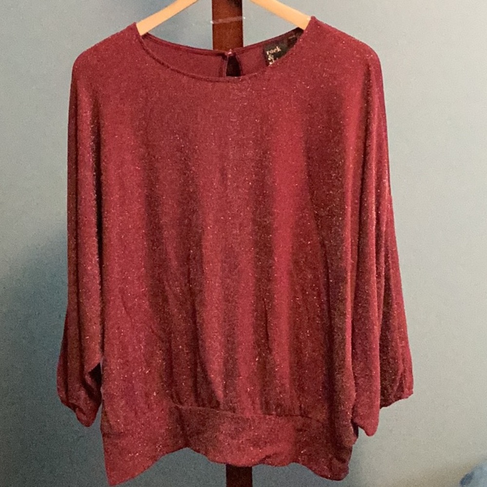 Reitmans Relaxed Red 3/4 Sleeve Blouse